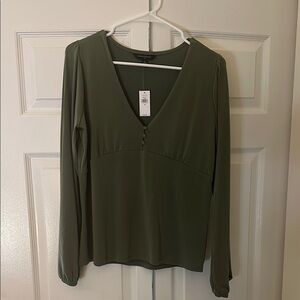 NWT Banana Republic Olive Green Long Sleeve Blouse
